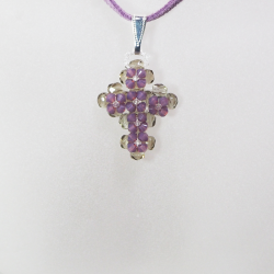 Pendant 30cm - Trevina-Mauve Suedine - Pendant 30cm - Laiton argenté